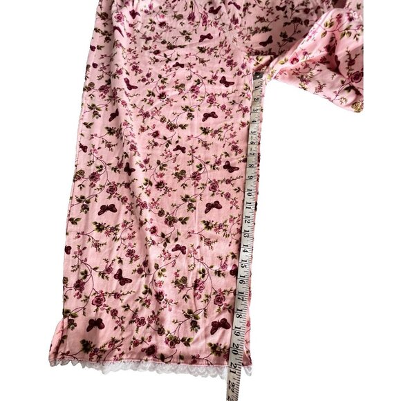 Jolie Intimates Size 2X Pajama Set Pink Butterflies Floral Lace Bow 100% Cotton - Picture 7 of 11